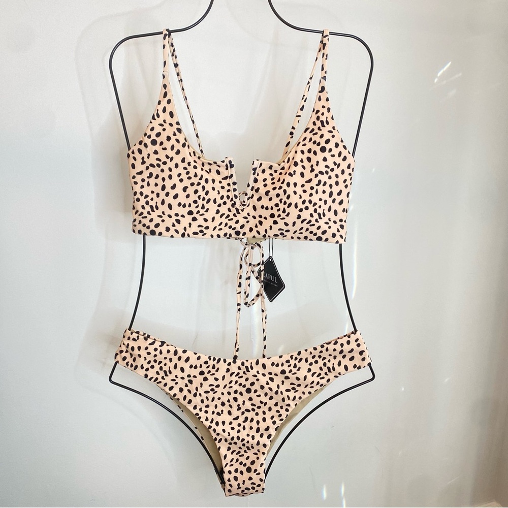 Zaful Leopard Print Bikini - Black and Tan